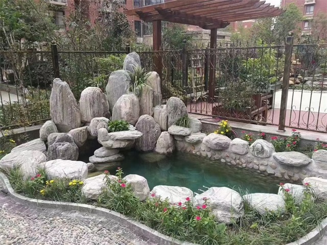 台州庭院假山鱼池制作视频