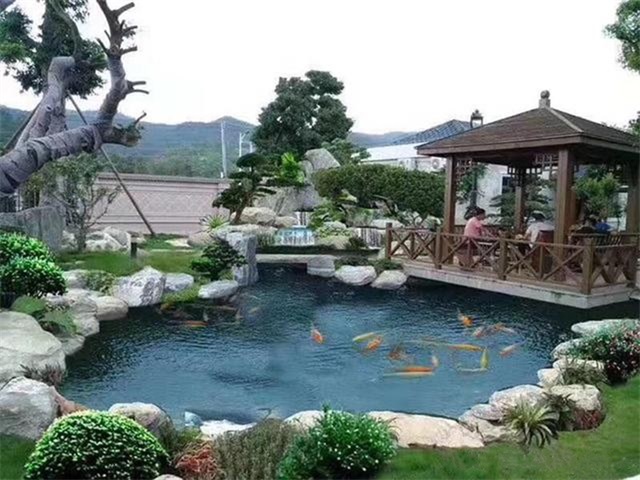 台州庭院鱼池假山设计